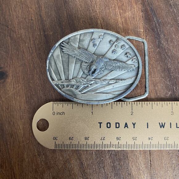 Eagle Flying Sky Belt Buckle Bergamot Brass Works USA Made 1984 Vintage - Picture 3 of 5